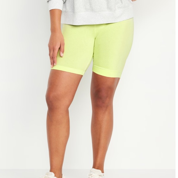 NWT OLD NAVY High-Waisted Biker Shorts -- 8-inch inseam Color: Lime Is Up - Picture 5 of 7
